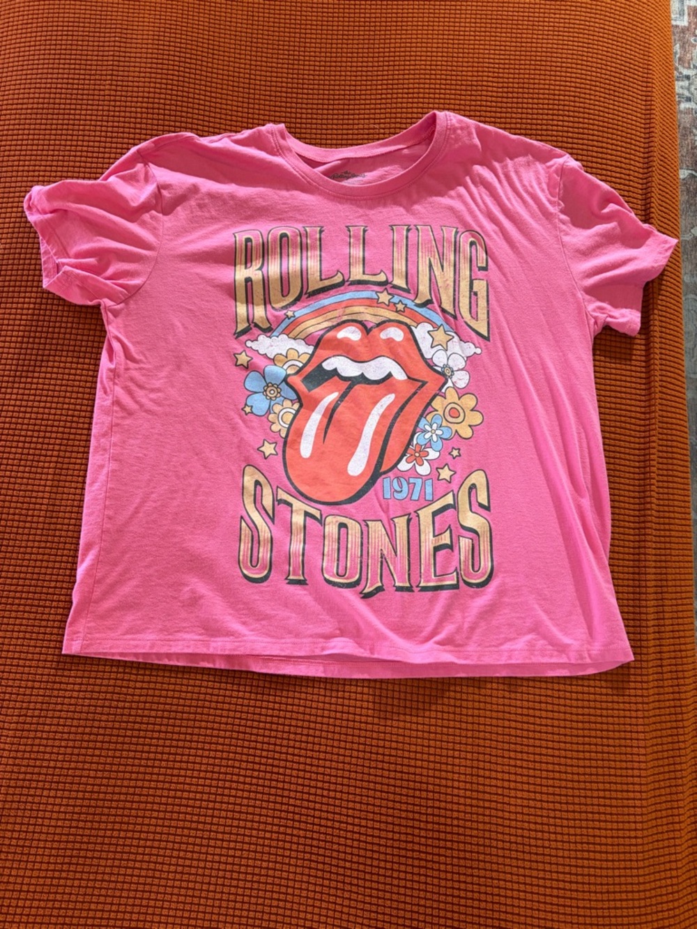 the Rolling Stones Hot Pink Graphic Tee with Tongue Logo XXL
